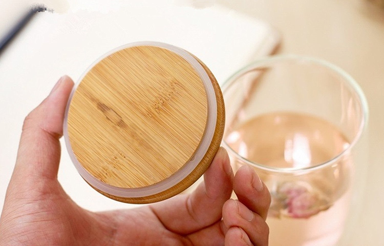 350ml 12oz Double Walled with Bamboo Lid Double ceramic mug with nature-inspired artwork - product view 7
