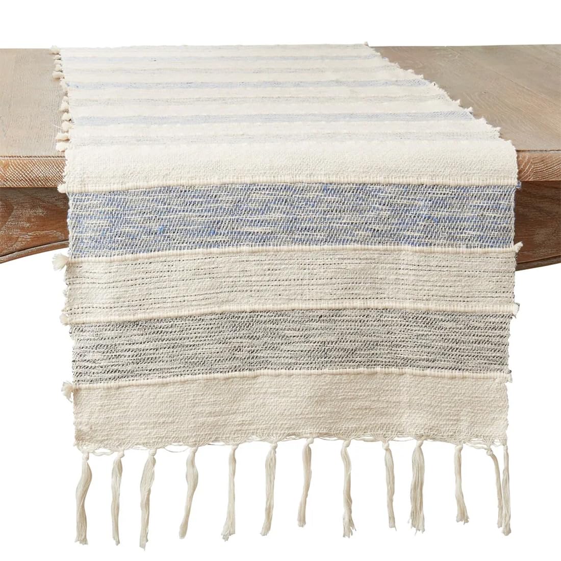 Striped Fringe Cotton Table Runner 16" W x 72" L
