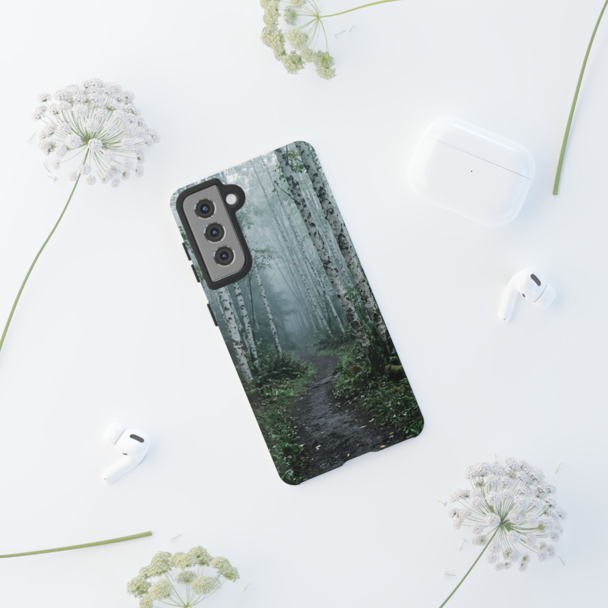 Twilight Birch Tree Path Phone Case