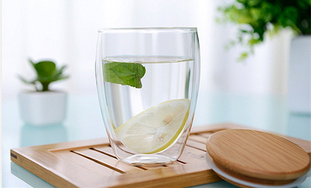 350ml 12oz Double Walled with Bamboo Lid Double ceramic mug with nature-inspired artwork - product view 8