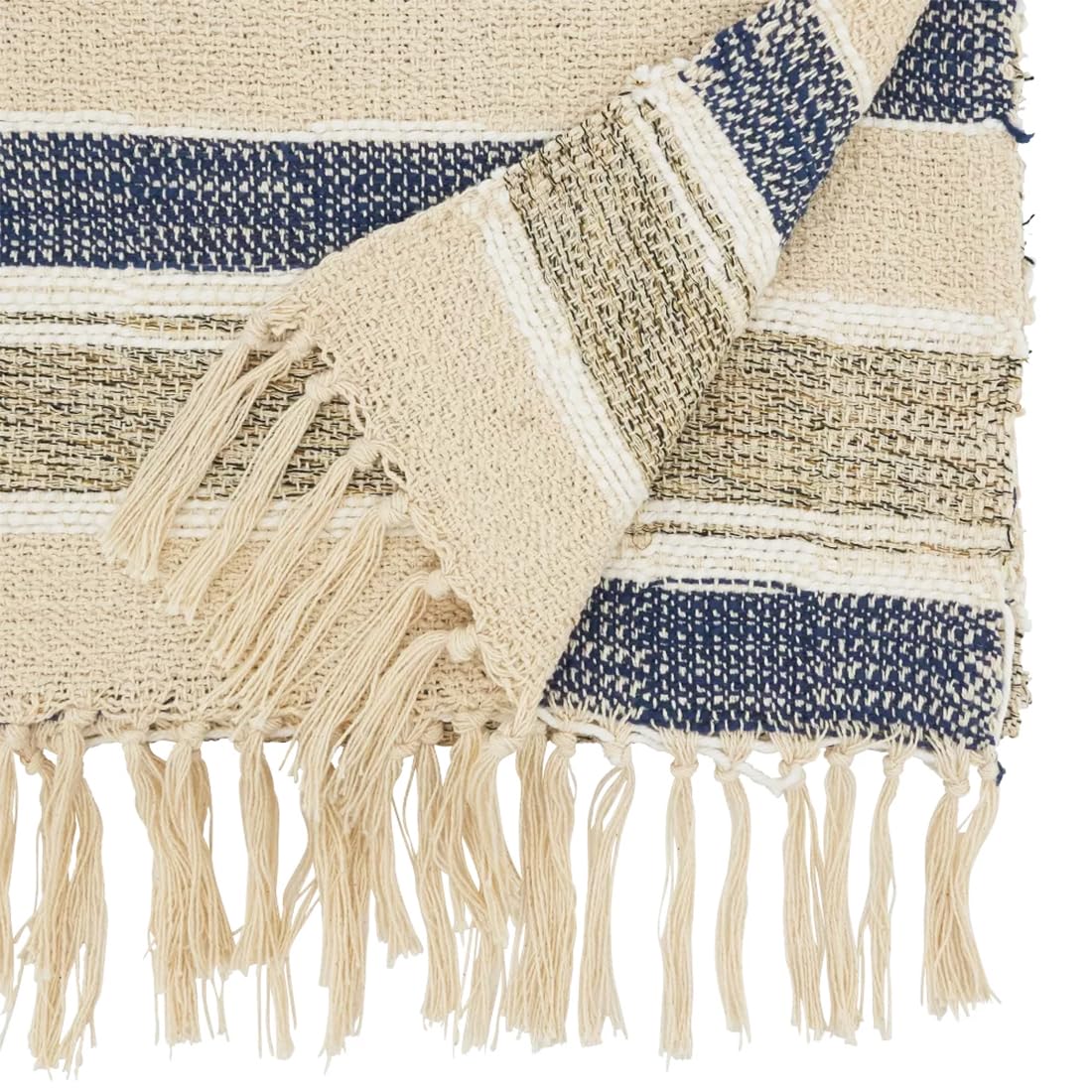 Stripe Cotton Table Runner with Fringe Design 16" W x 72" L