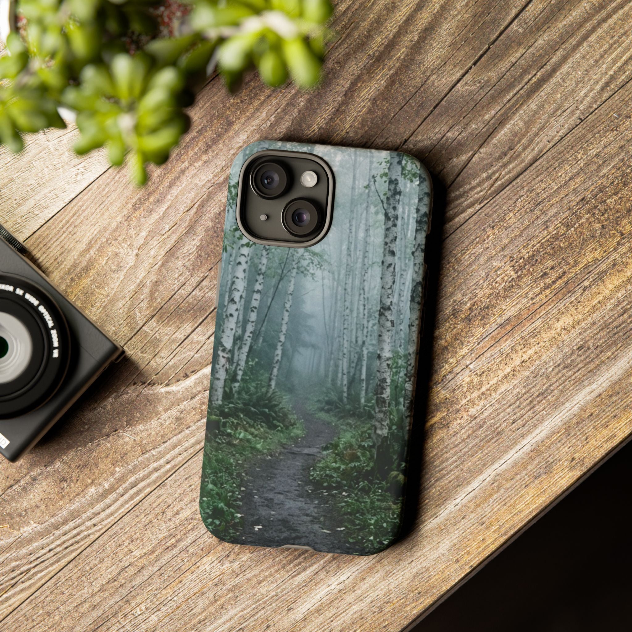 Twilight Birch Tree Path Phone Case