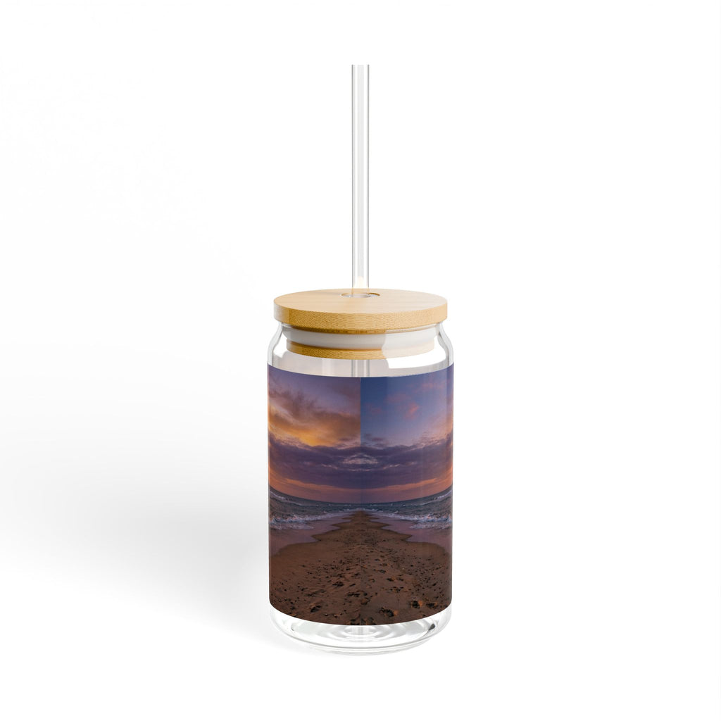 Sunset Beach Scene Sipper Glass - 16oz