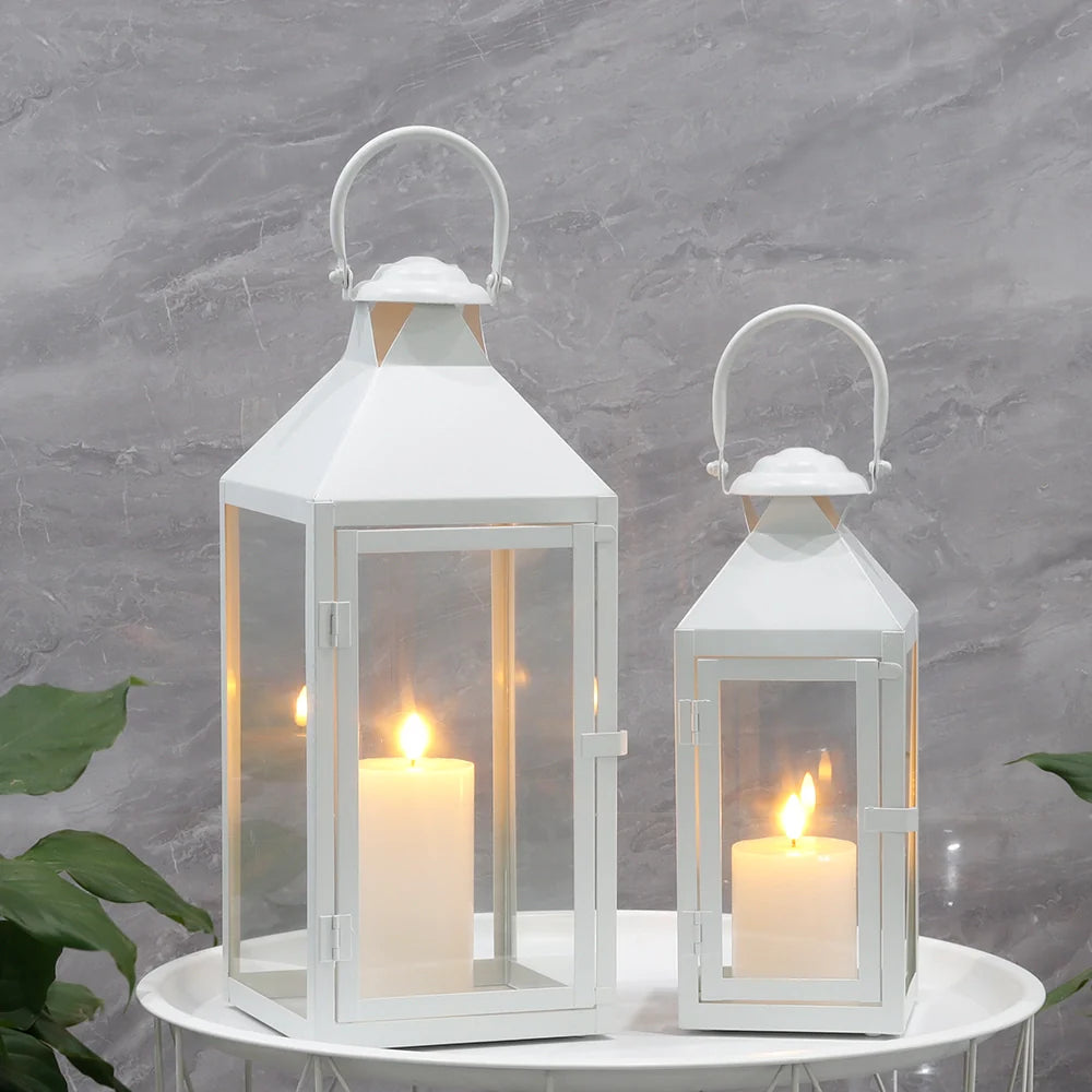 Set of 2 decorative candle lantern with nature-inspired artwork - product view 5