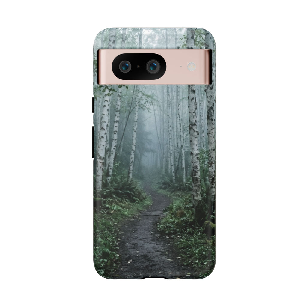 Twilight Birch Tree Path Phone Case