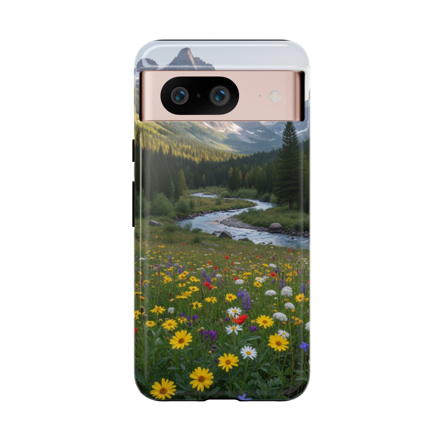 Mountain Meadow Serenity Phone Case - Tough Case with Nature Scenic Design