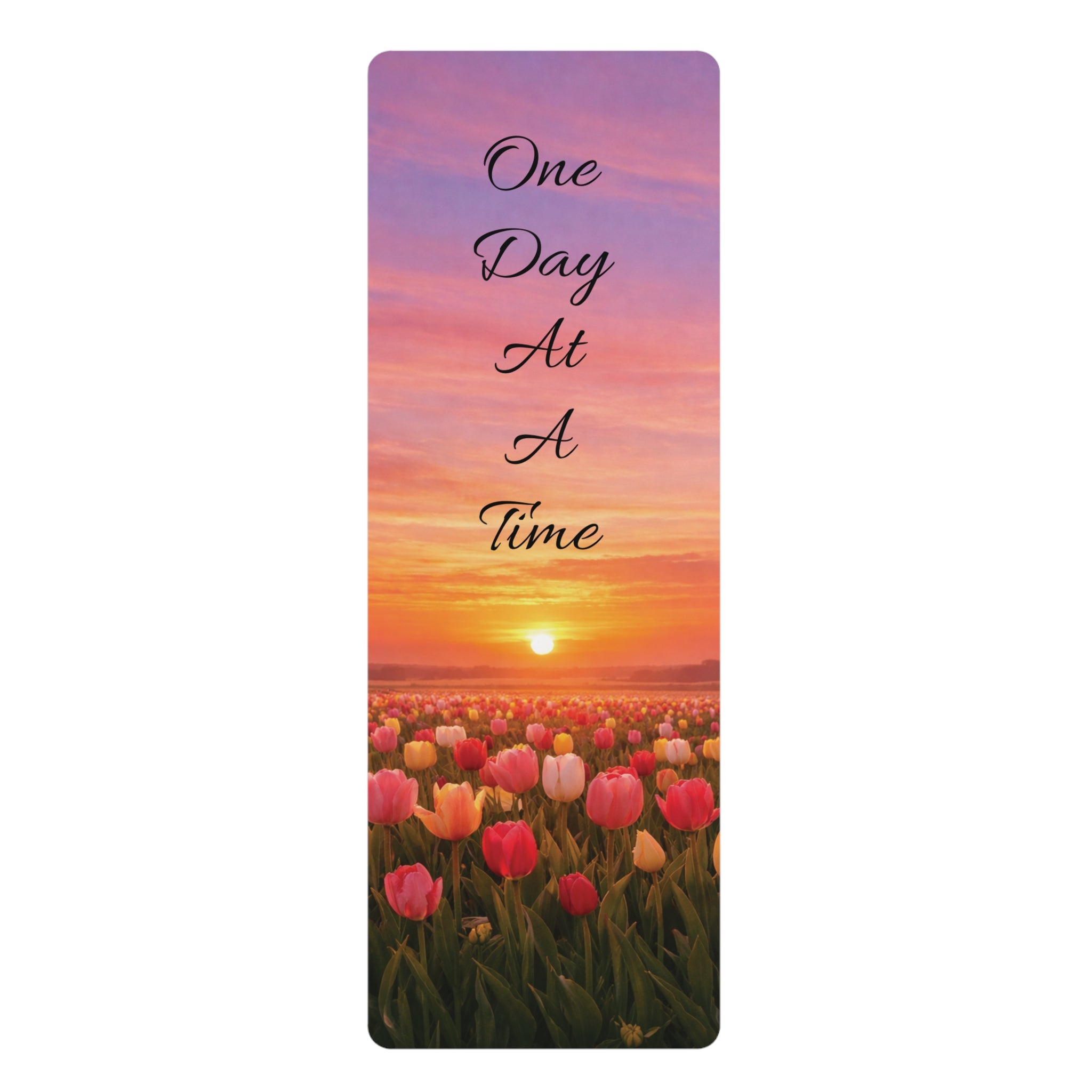 Tulip Field Sunset yoga mat with nature-inspired artwork - product view 2