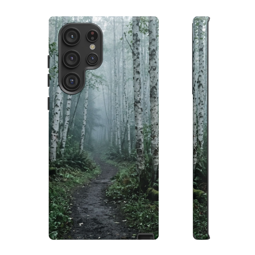 Twilight Birch Tree Path Phone Case