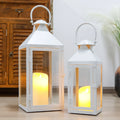 Set of 2 decorative candle lantern with nature-inspired artwork