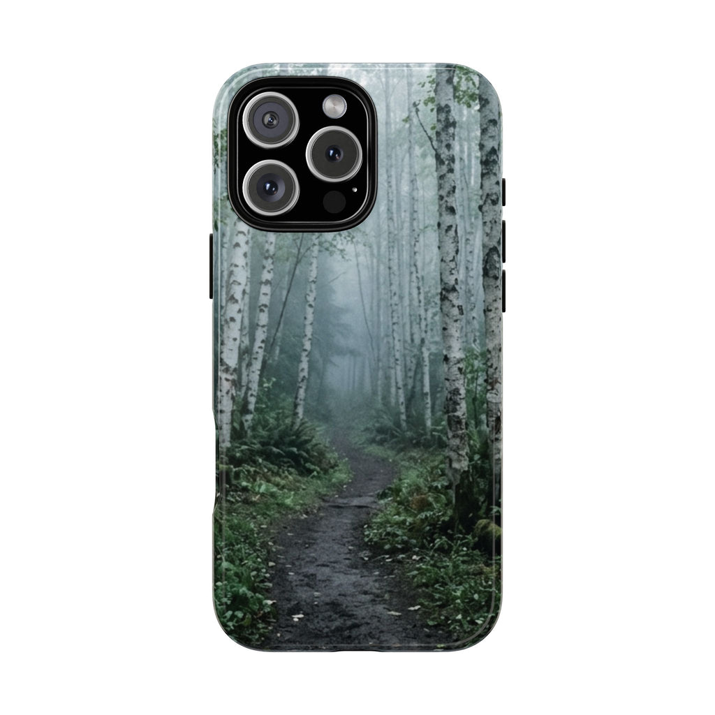 Twilight Birch Tree Path Phone Case
