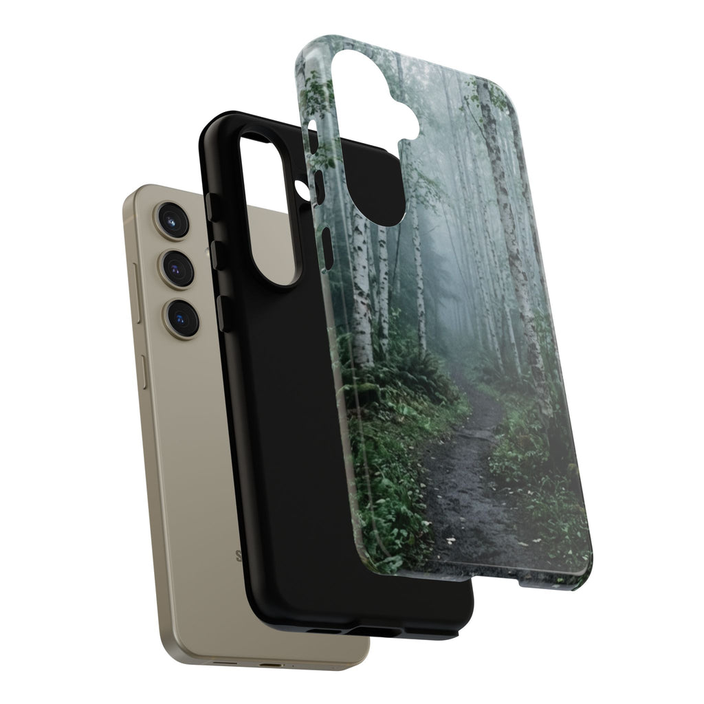 Twilight Birch Tree Path Phone Case