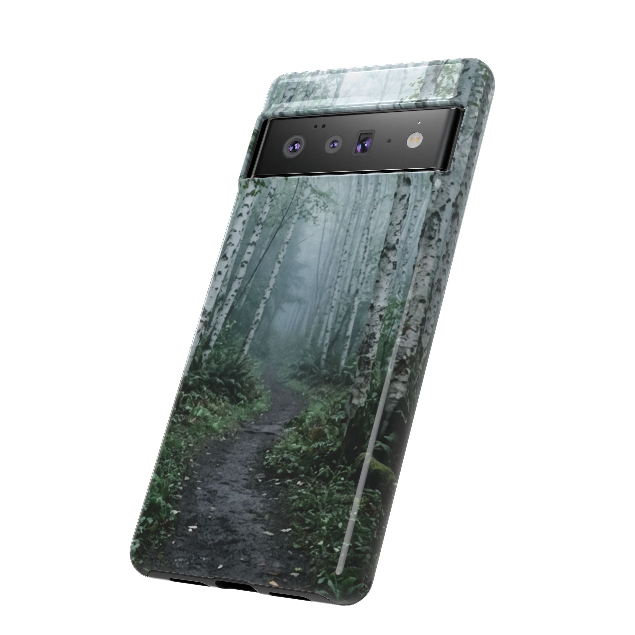 Twilight Birch Tree Path Phone Case