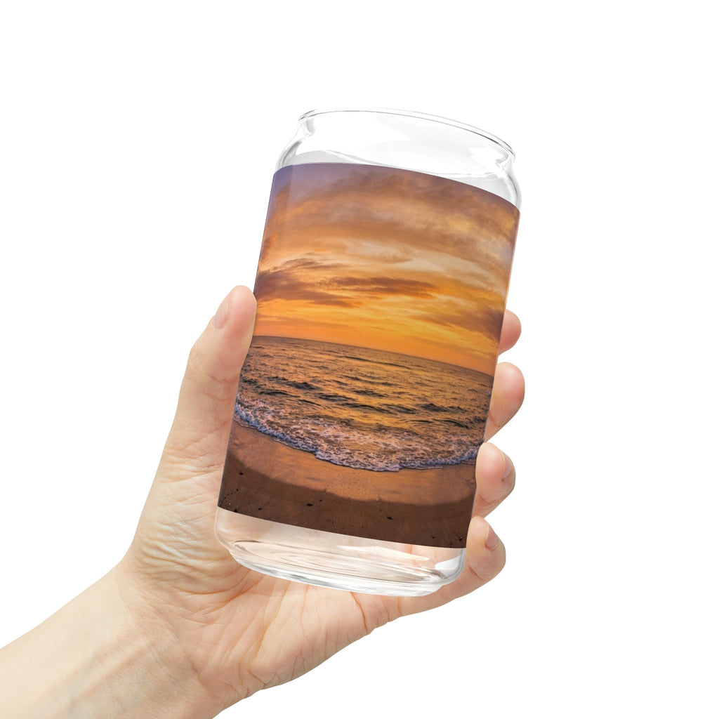 Sunset Beach Scene Sipper Glass - 16oz