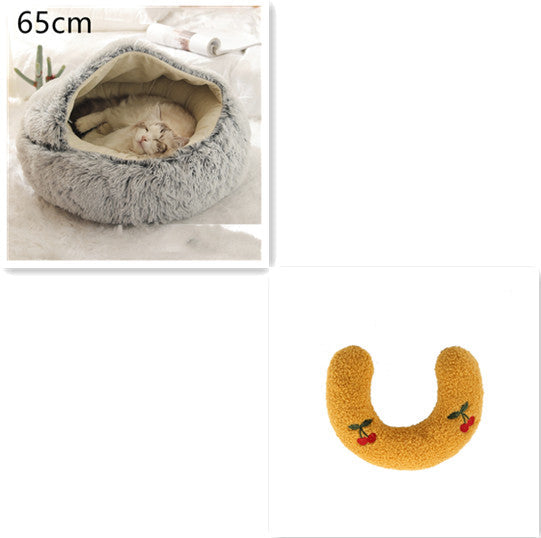 2 in 1 Dog and Cat Bed Pet Winter Bed Round Plush Warm Bed House Soft uncategorized / needs cleanup with nature-inspired artwork - product view 37