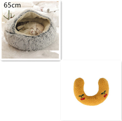 2 in 1 Dog and Cat Bed Pet Winter Bed Round Plush Warm Bed House Soft uncategorized / needs cleanup with nature-inspired artwork - product view 37