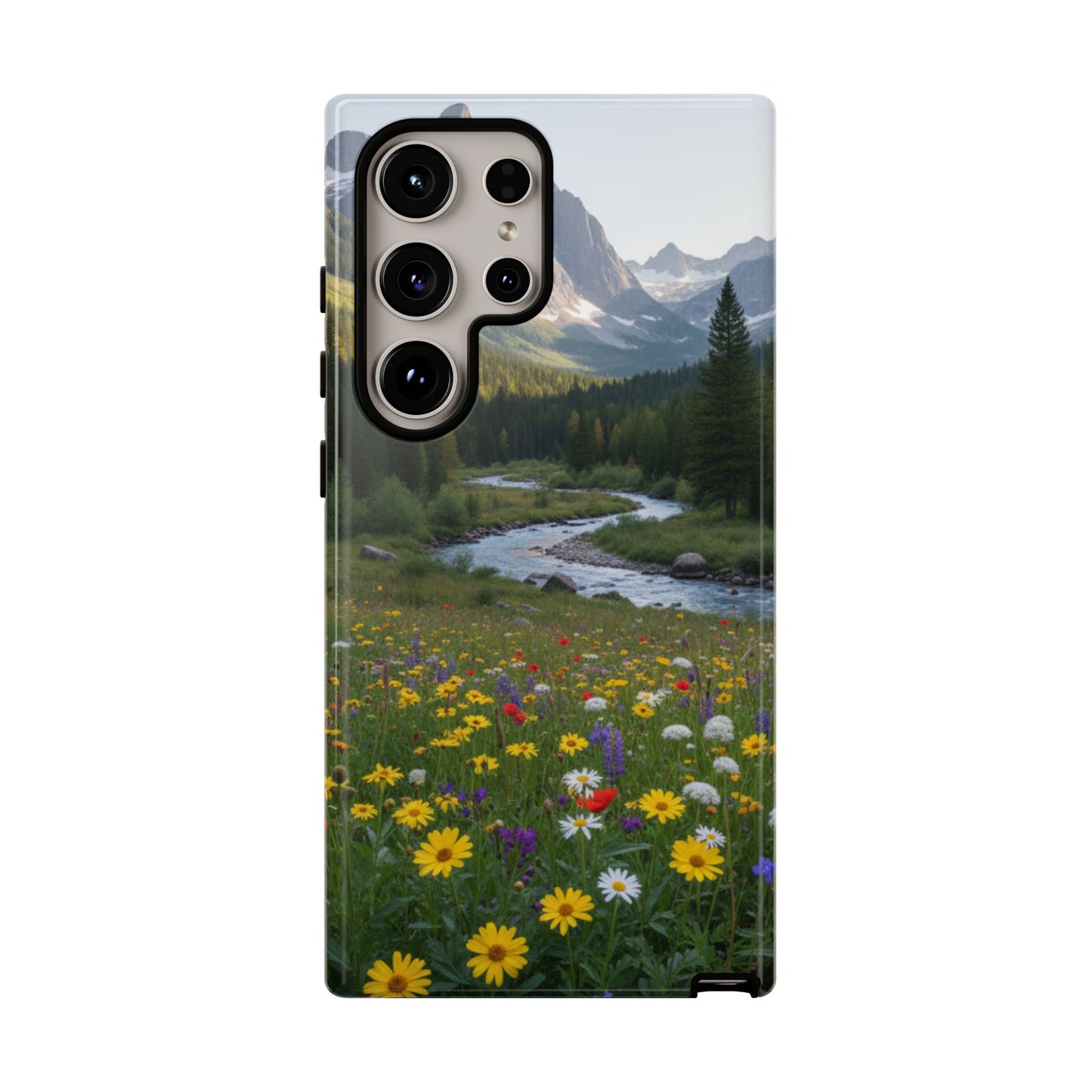 Mountain Meadow Serenity Phone Case - Tough Case with Nature Scenic Design