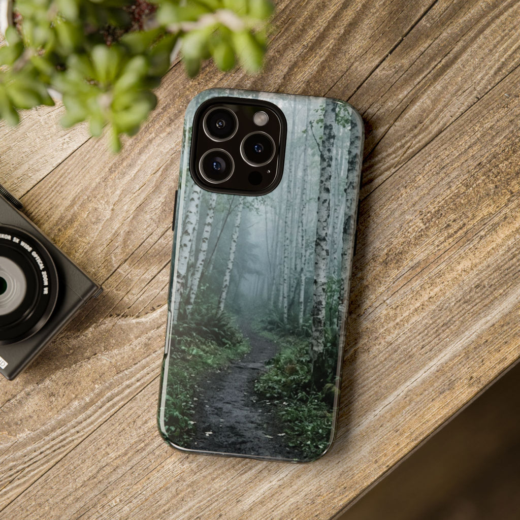 Twilight Birch Tree Path Phone Case