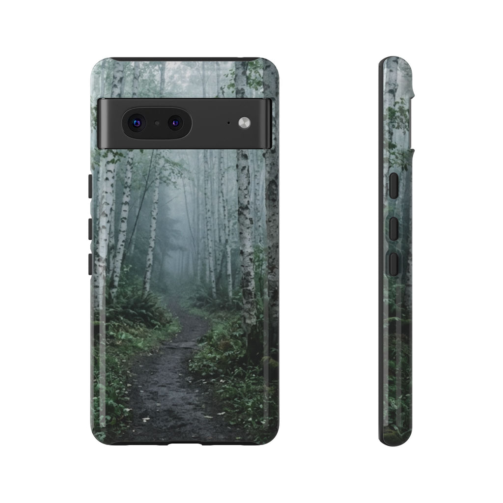Twilight Birch Tree Path Phone Case