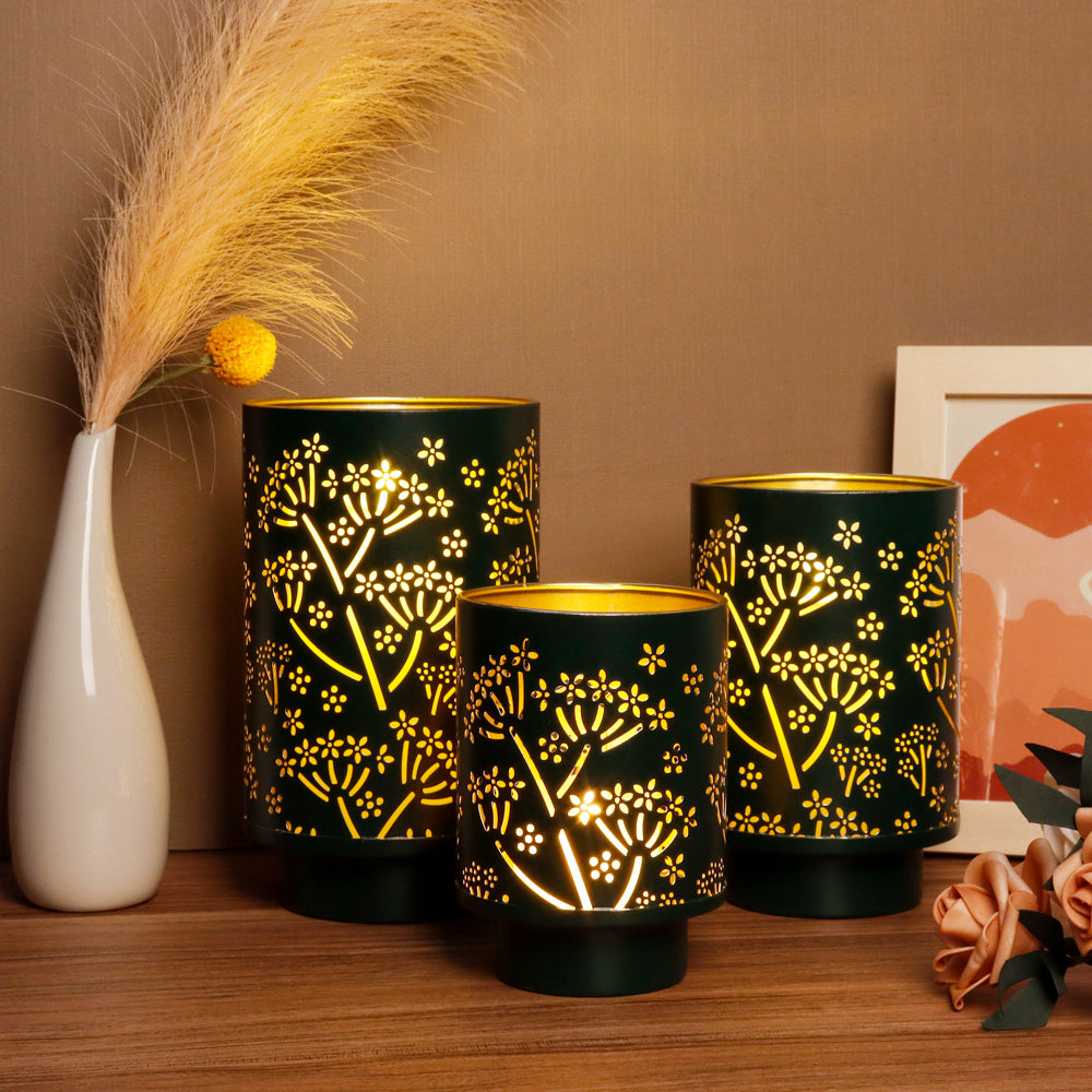 7.5"H Bronze Hurricane Pillar Candleholders-1