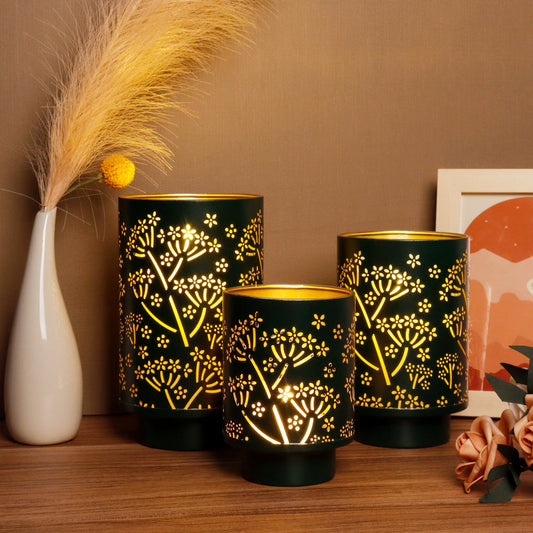 7.5"H Bronze Hurricane Pillar Candleholders-1