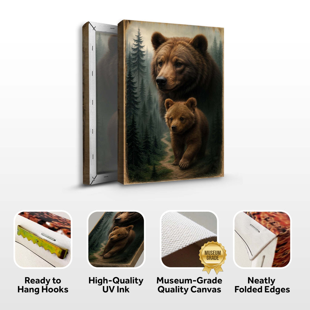 Path of the Wild Kin Bear and Cub wall art with nature-inspired artwork - product view 6