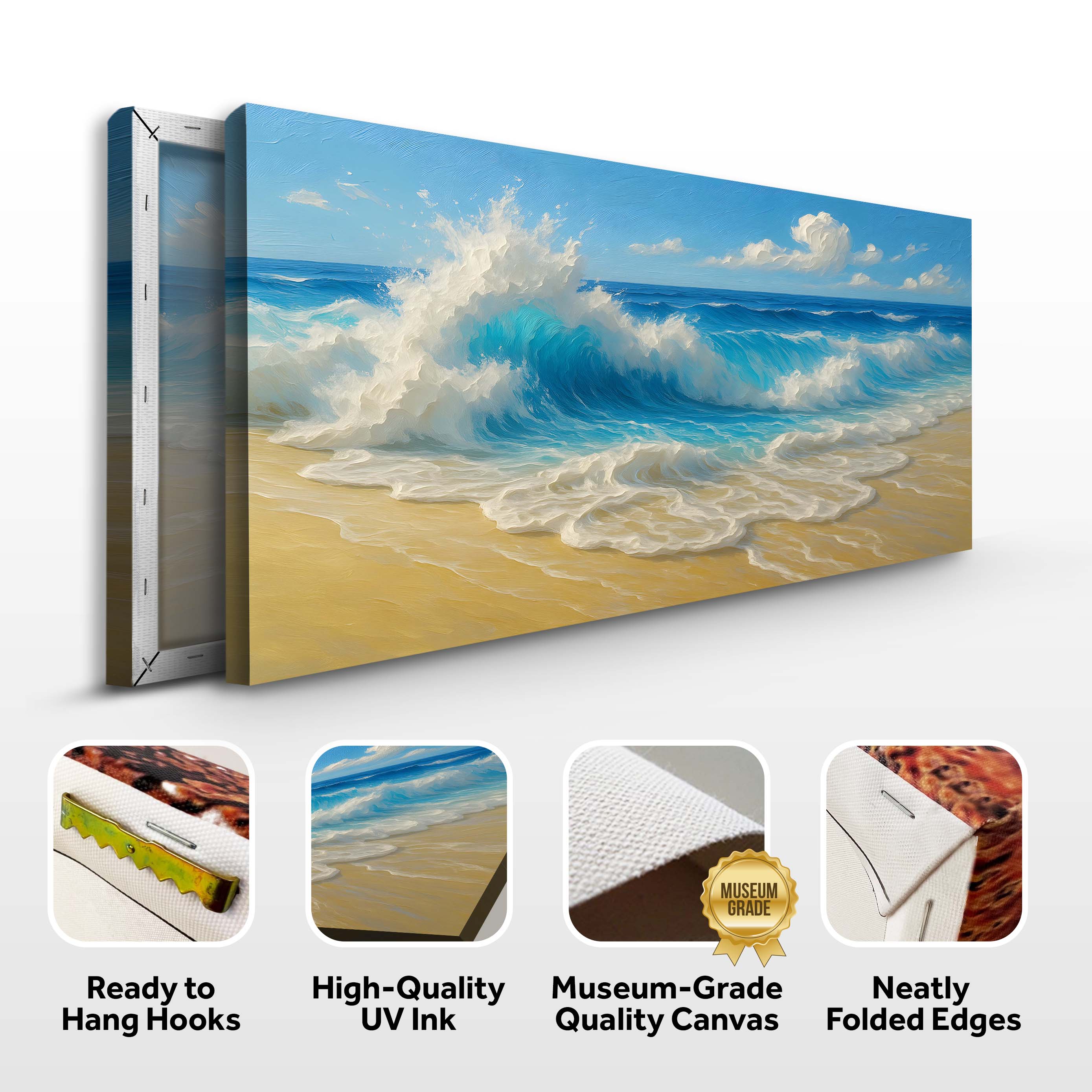 Serene Ocean Wave Coastal V wall art with nature-inspired artwork - product view 8
