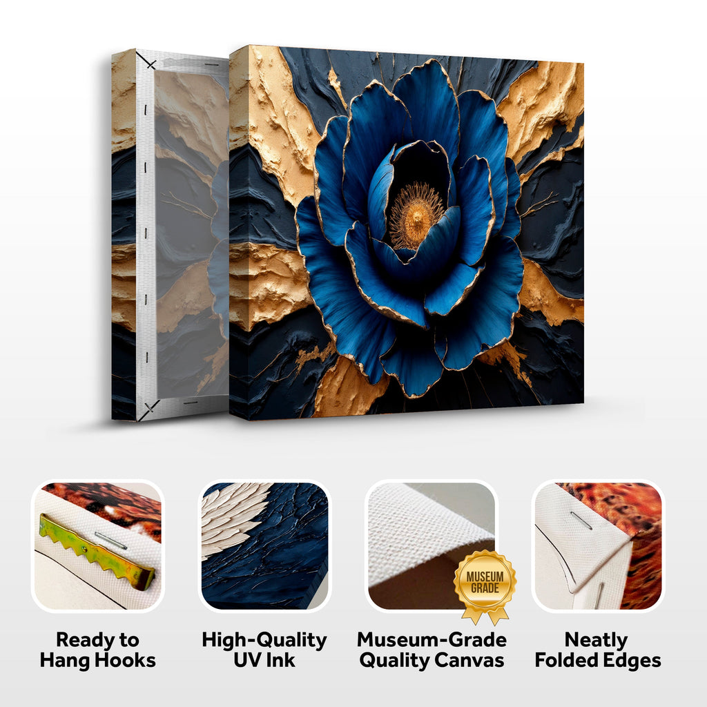 Sapphire Bloom Impasto wall art with nature-inspired artwork - product view 8