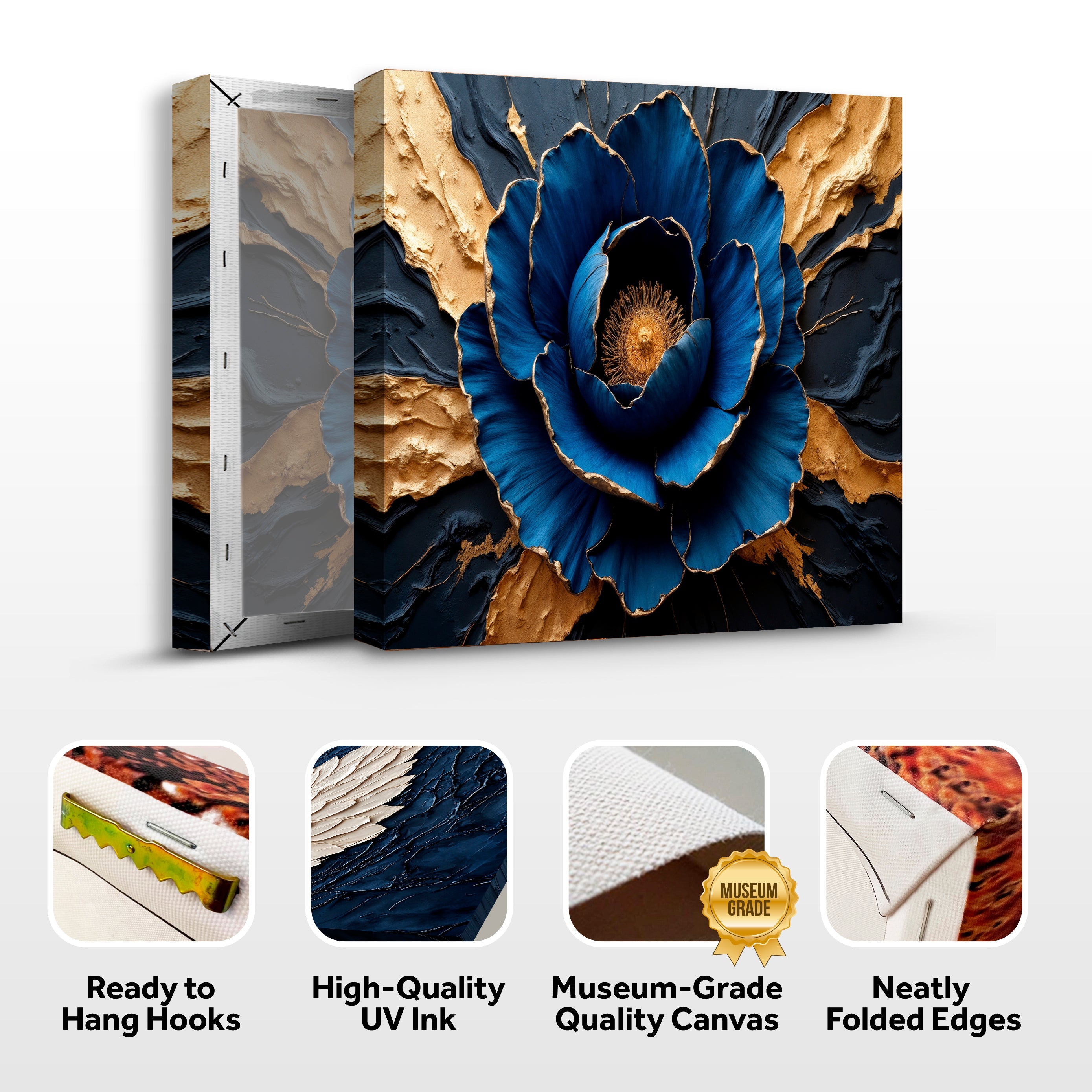 Sapphire Bloom Impasto wall art with nature-inspired artwork - product view 8