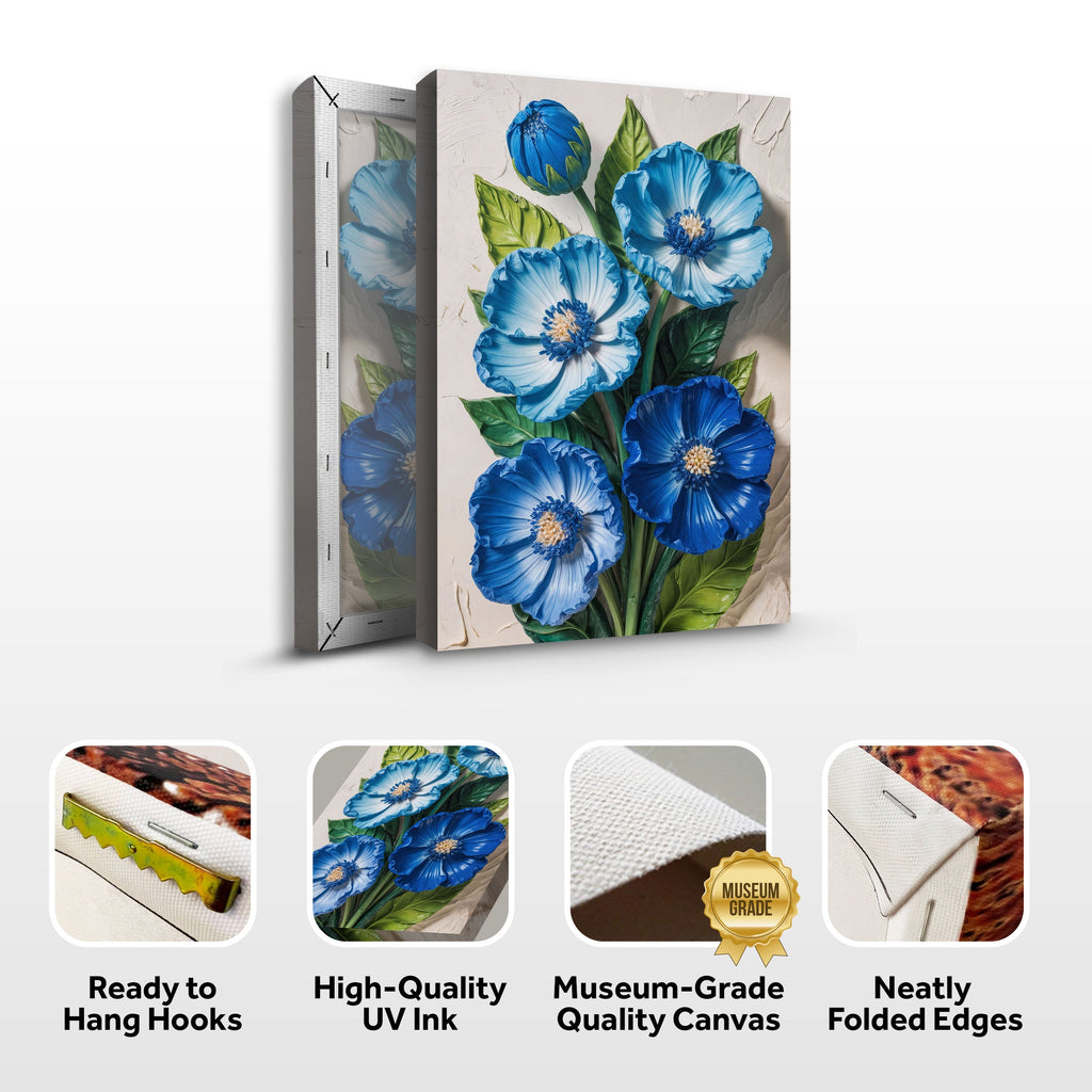 Blue Blossom Bouquet Impasto wall art with nature-inspired artwork - product view 8