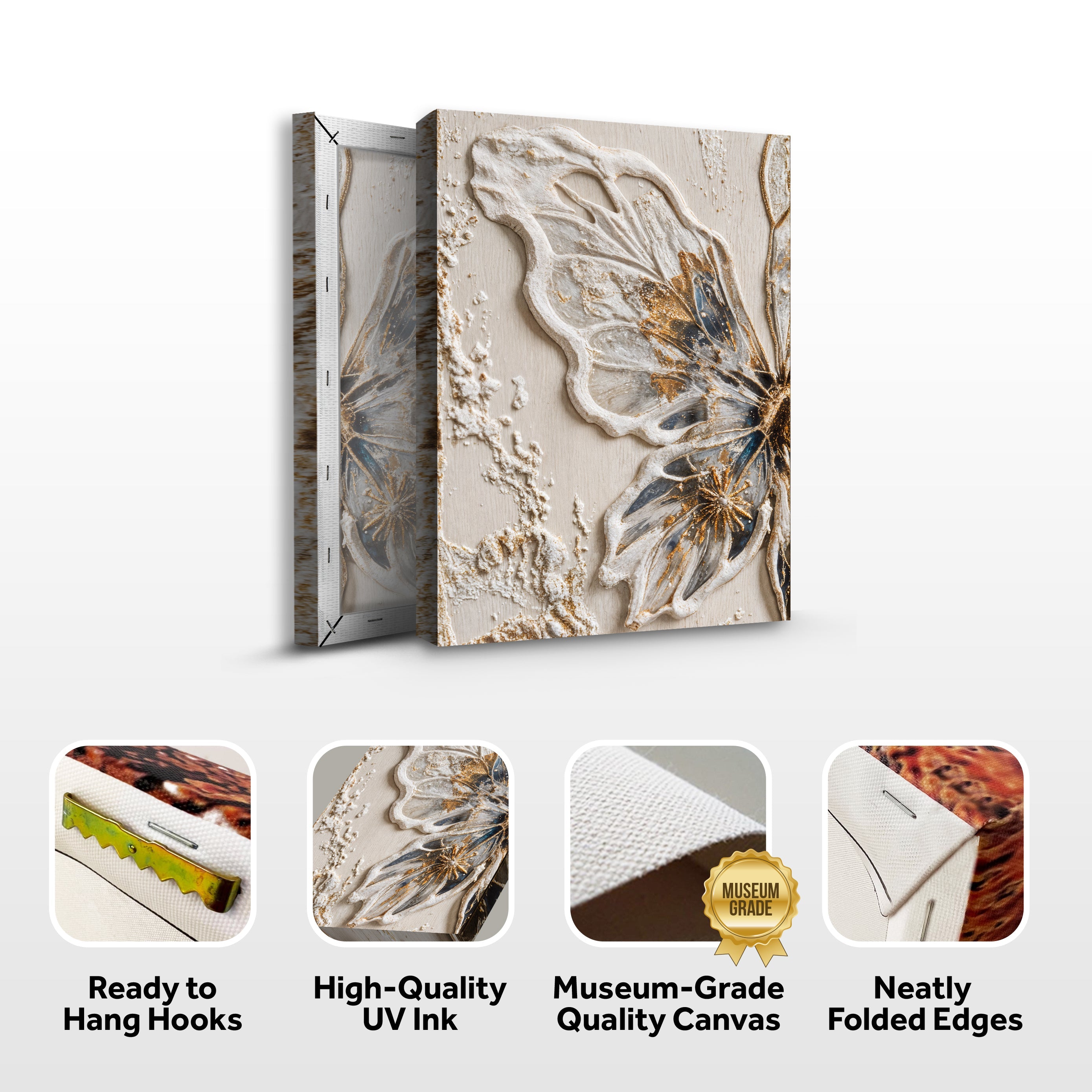 Half Butterfly wall art with nature-inspired artwork - product view 8