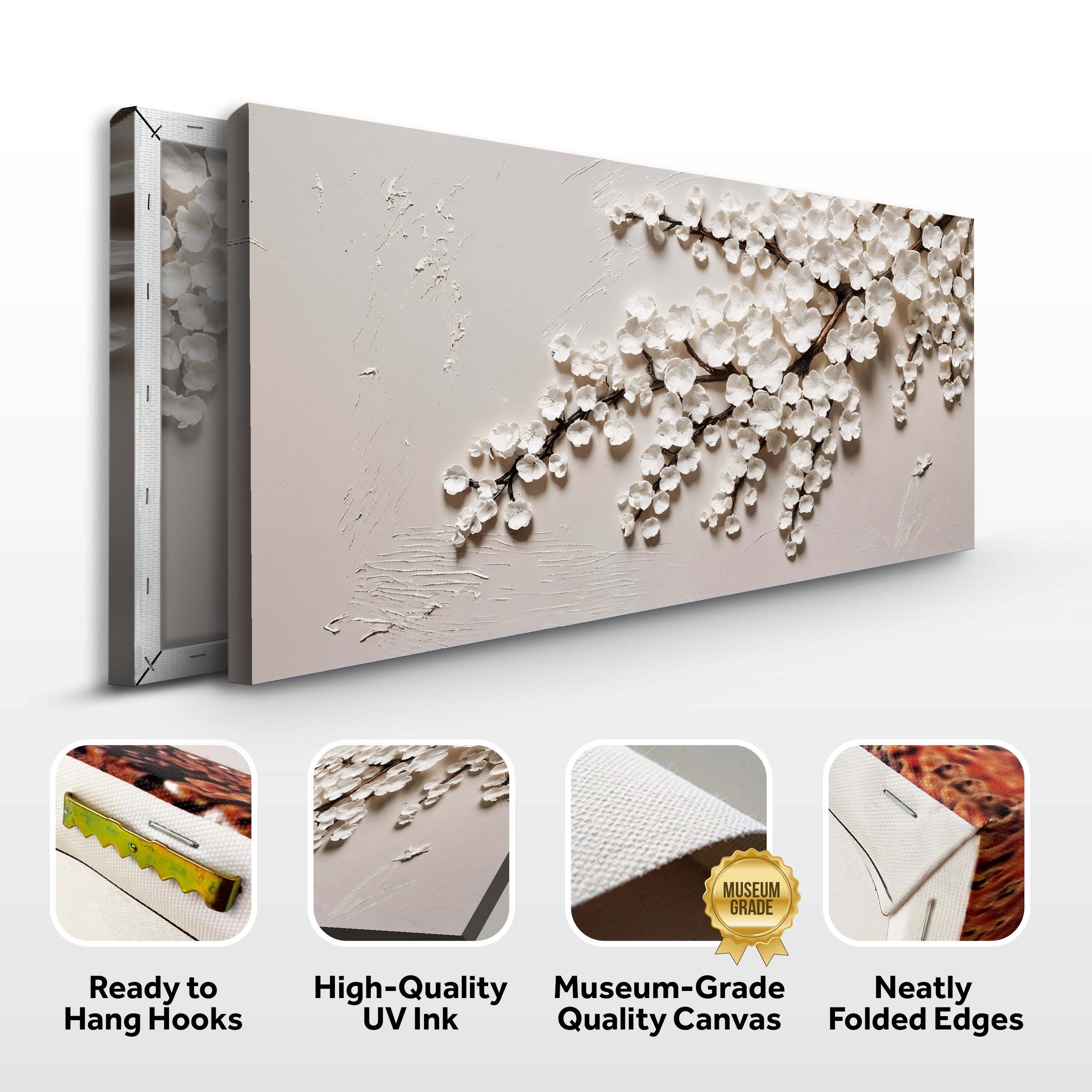White Cherry Blossom wall art with nature-inspired artwork - product view 8