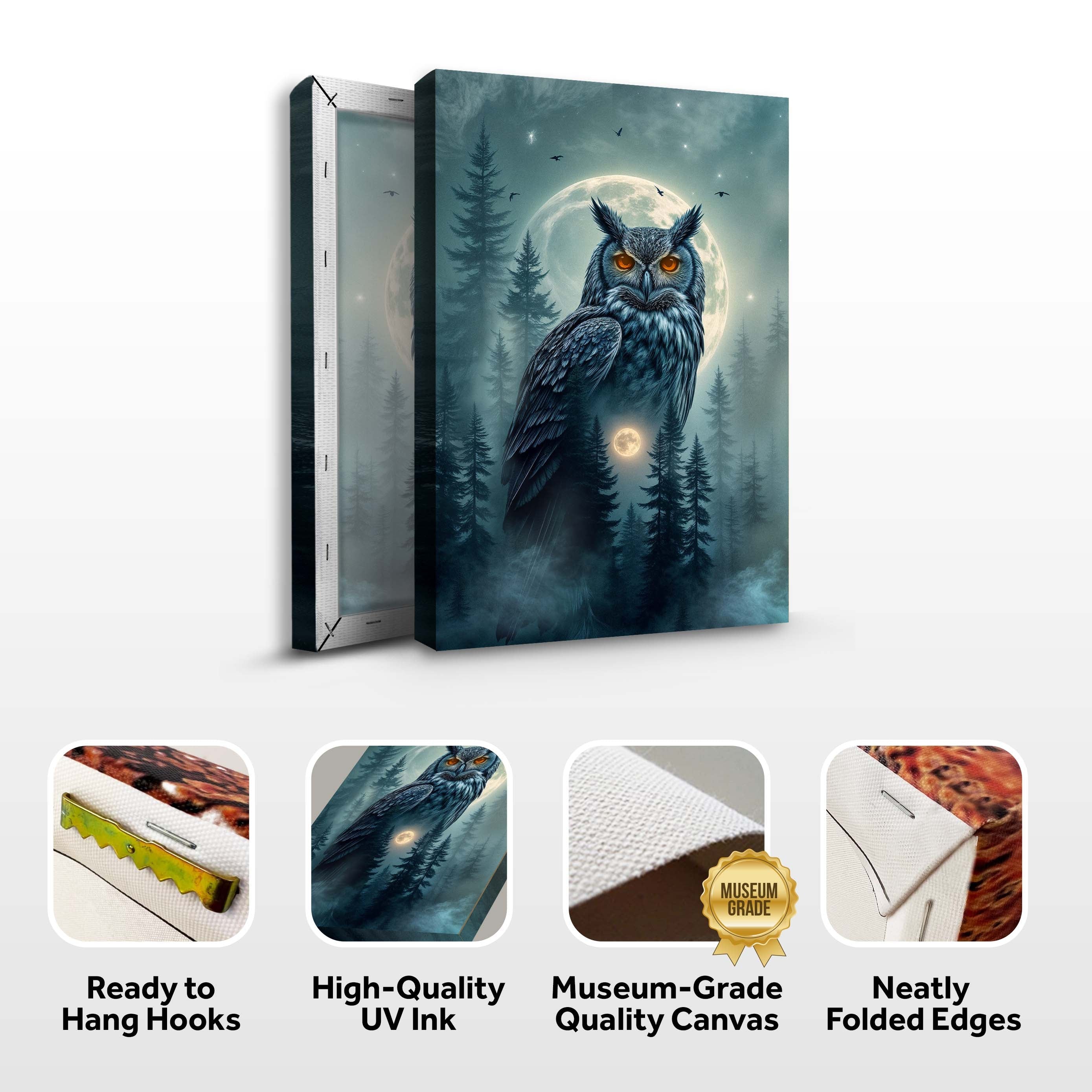 Owl Double Exposure Ii wall art with nature-inspired artwork - product view 8