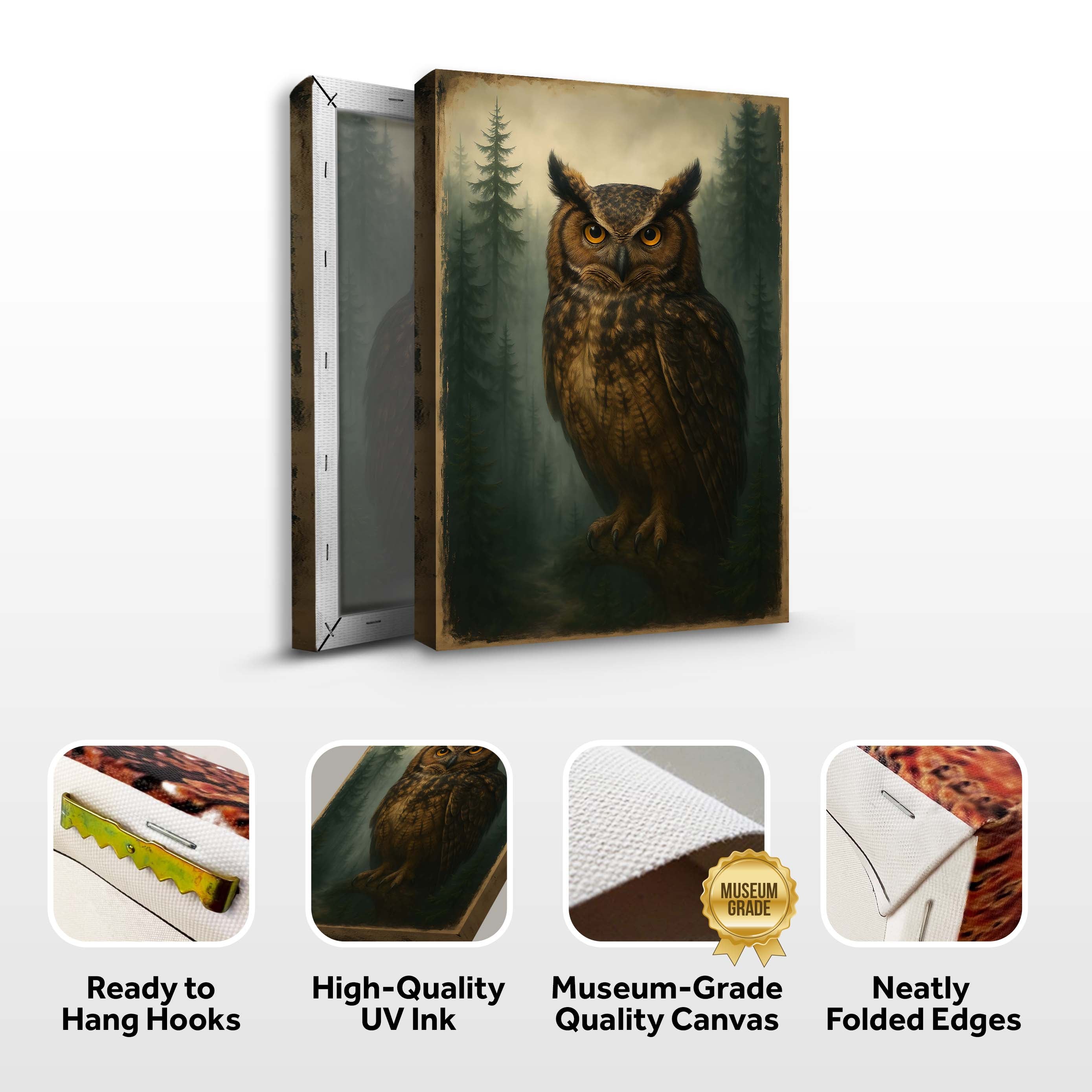 Watcher of the Woods Owl wall art with nature-inspired artwork - product view 8