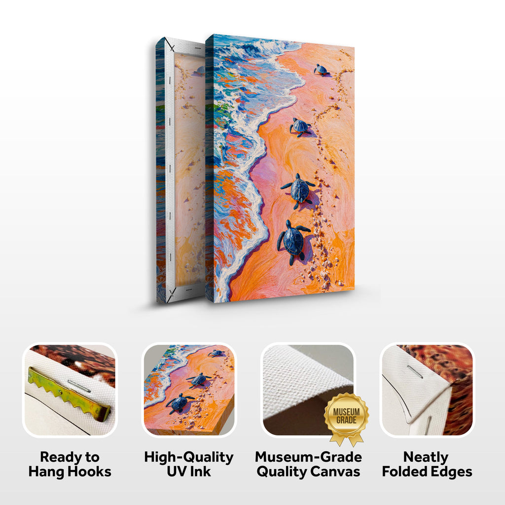 Turtles' Journey to the Sea wall art with nature-inspired artwork - product view 8
