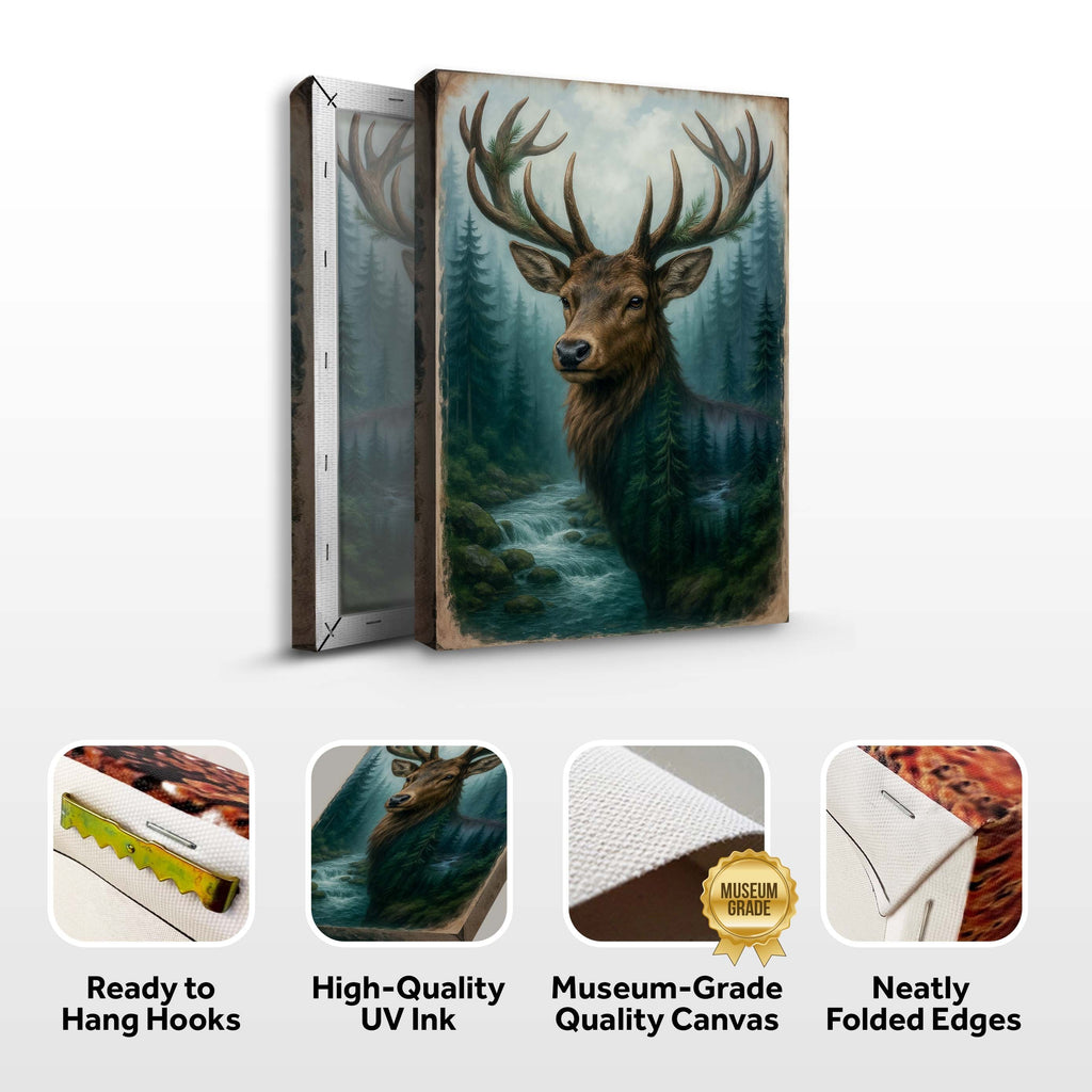 Misty Stag Double Exposure wall art with nature-inspired artwork - product view 8