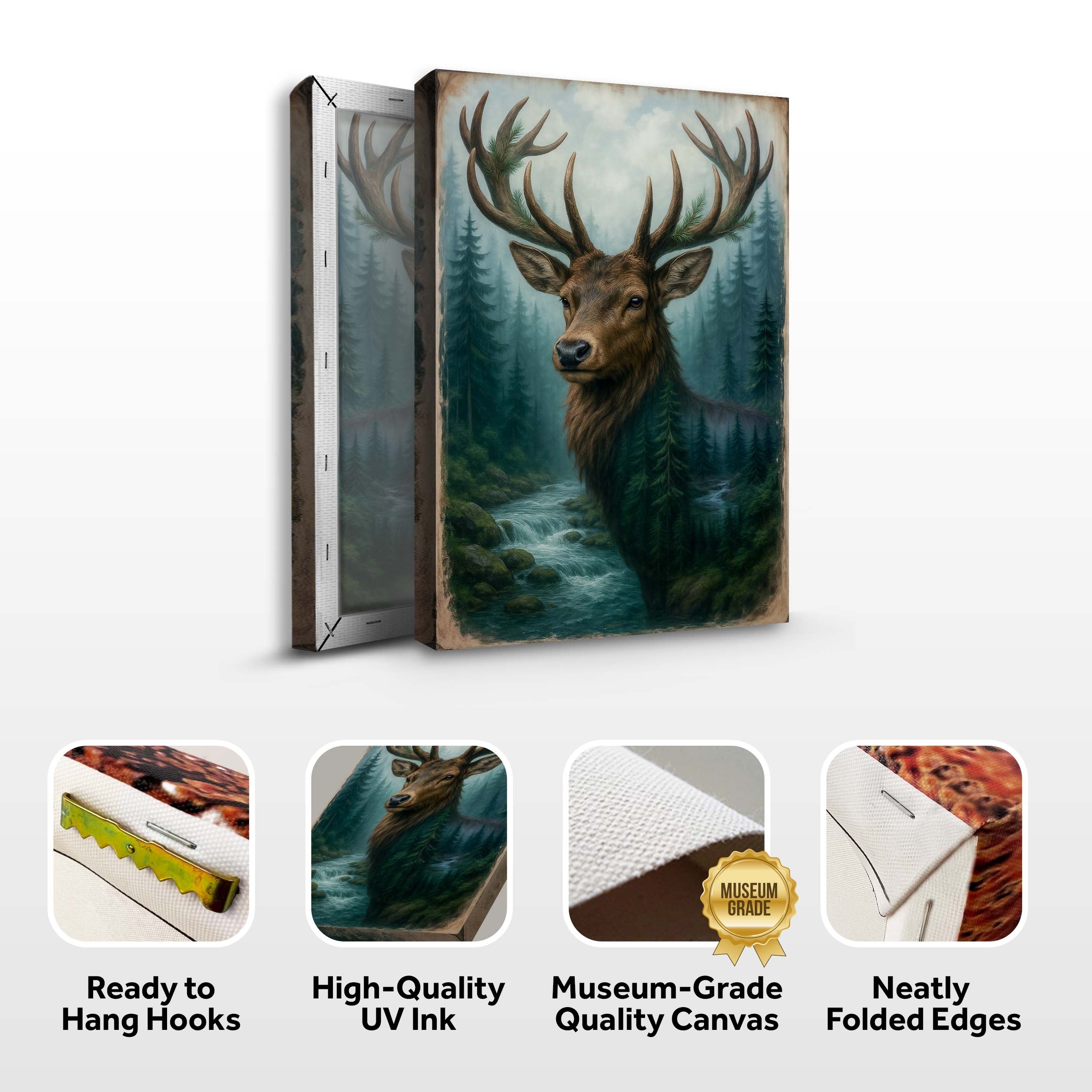 Misty Stag Double Exposure wall art with nature-inspired artwork - product view 8