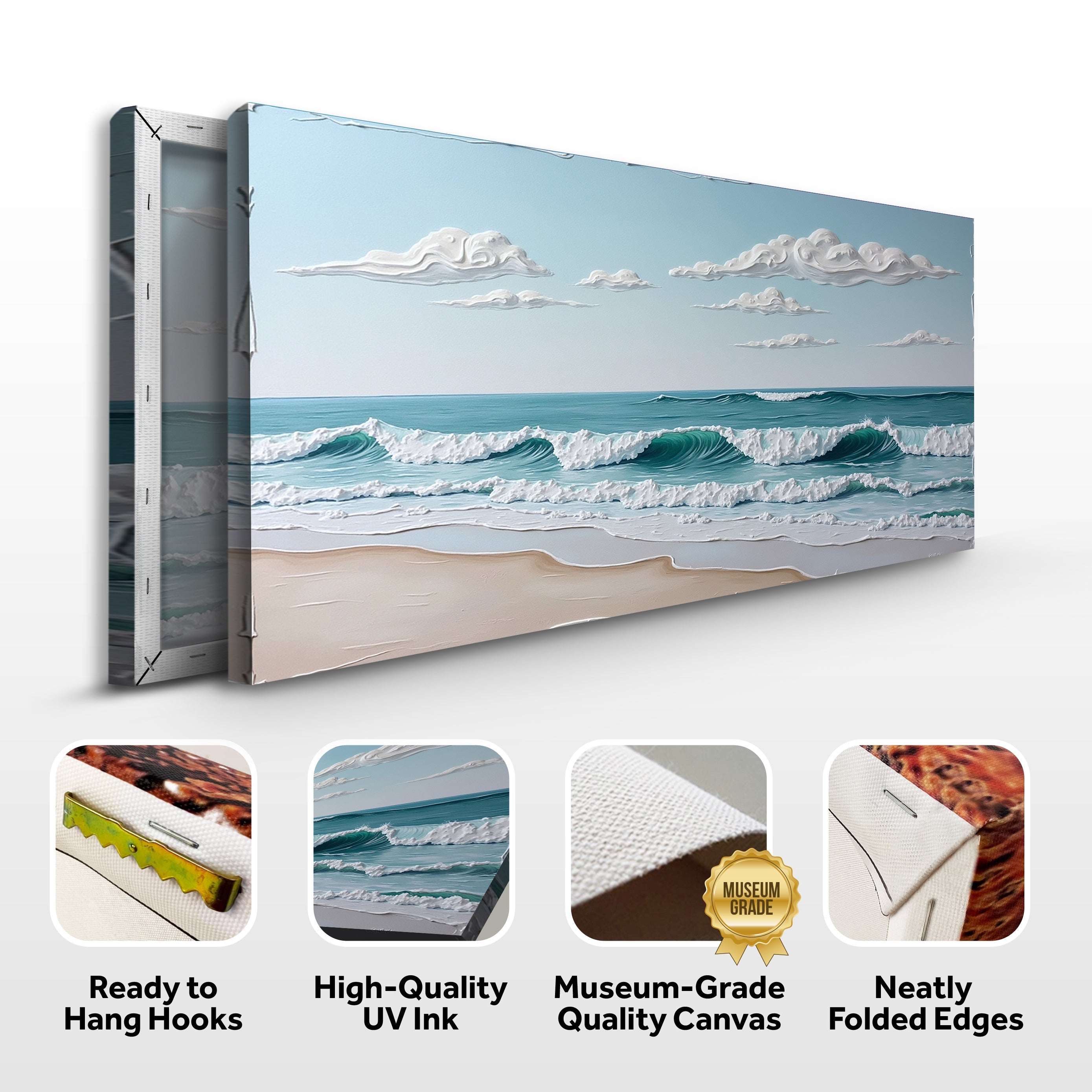 Serene Ocean Wave Coastal Xi wall art with nature-inspired artwork - product view 8