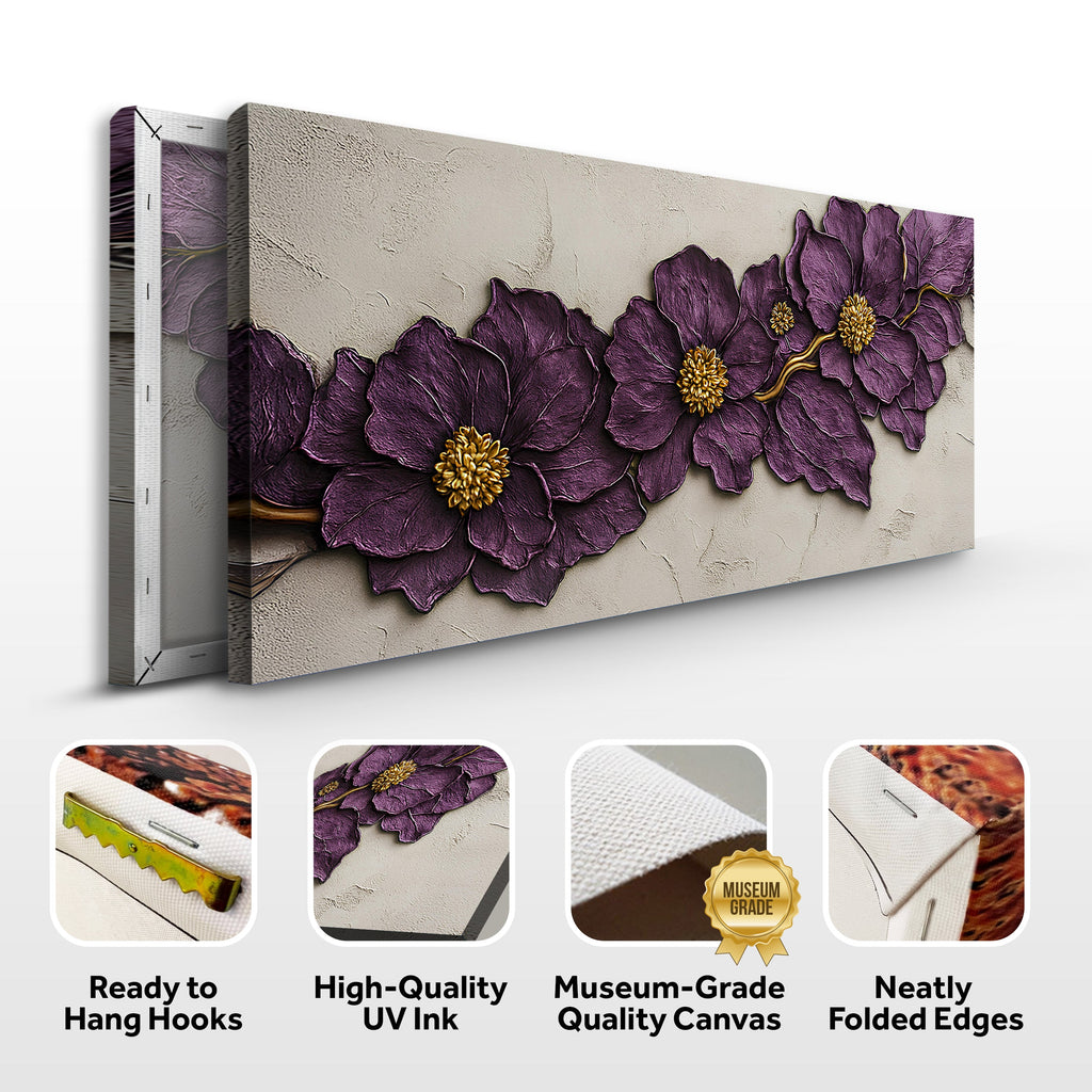 Purple Flower Plaster wall art with nature-inspired artwork - product view 8