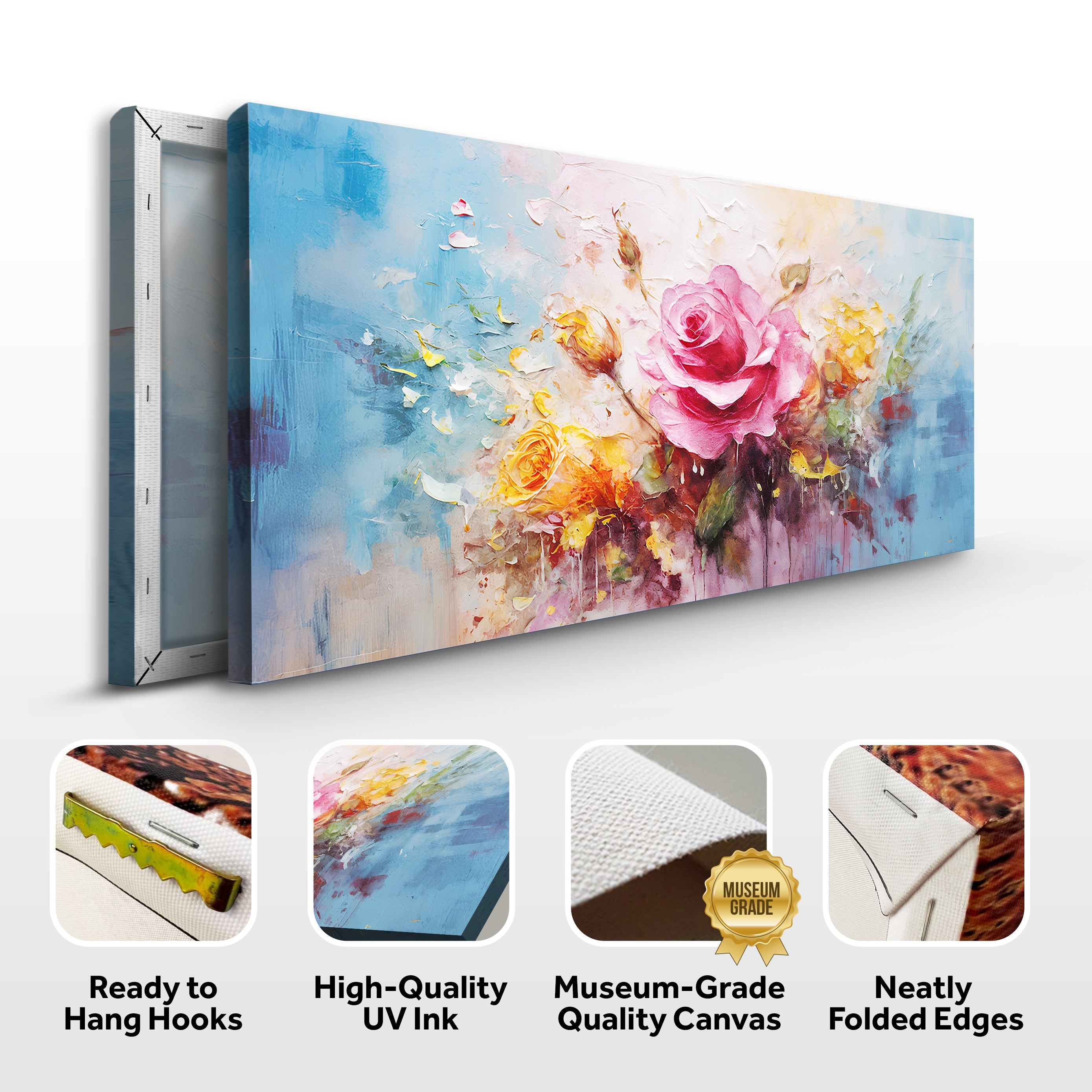 Rose Flower Impasto wall art with nature-inspired artwork - product view 8