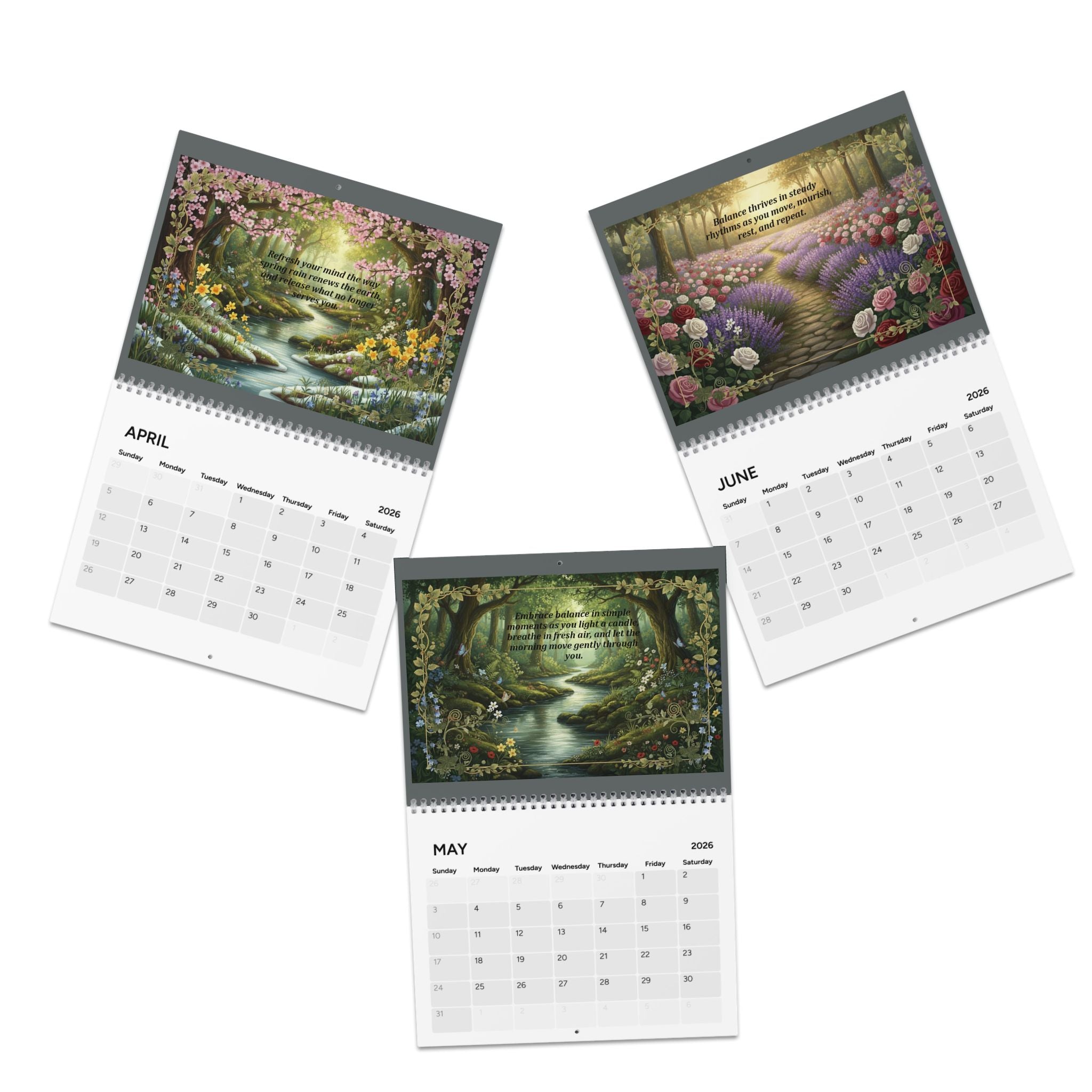 Nature's Embrace Calendar () calendar with nature-inspired artwork - product view 4
