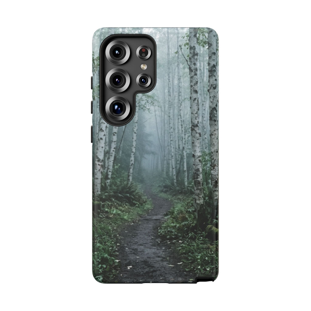 Twilight Birch Tree Path Phone Case