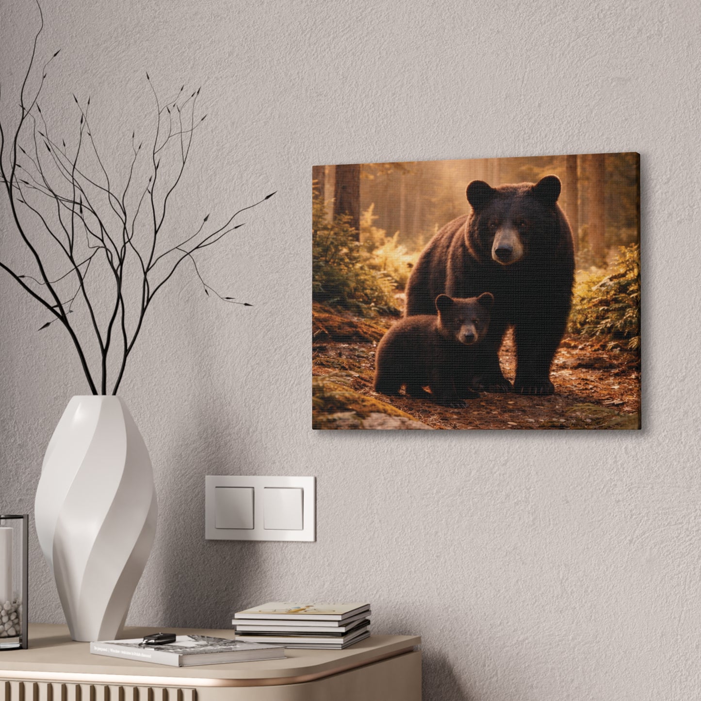 Momma Bear and Cub Wilderness Stretched Canvas