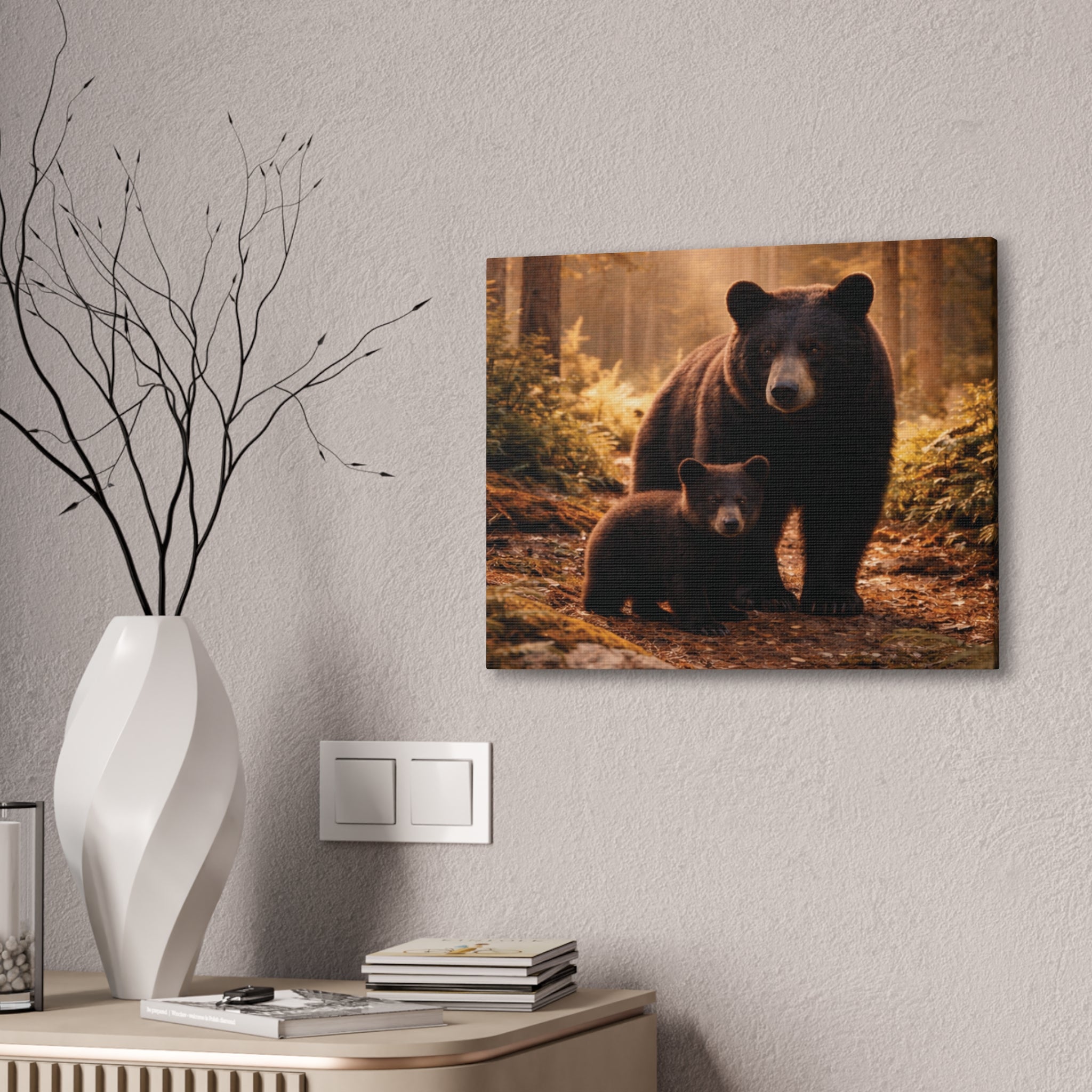 Momma Bear and Cub Wilderness Stretched Canvas