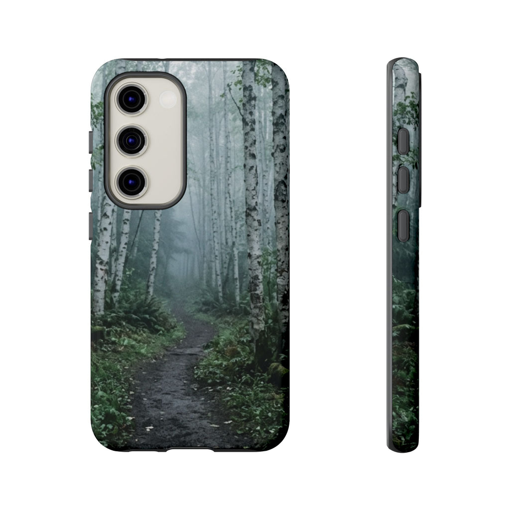 Twilight Birch Tree Path Phone Case