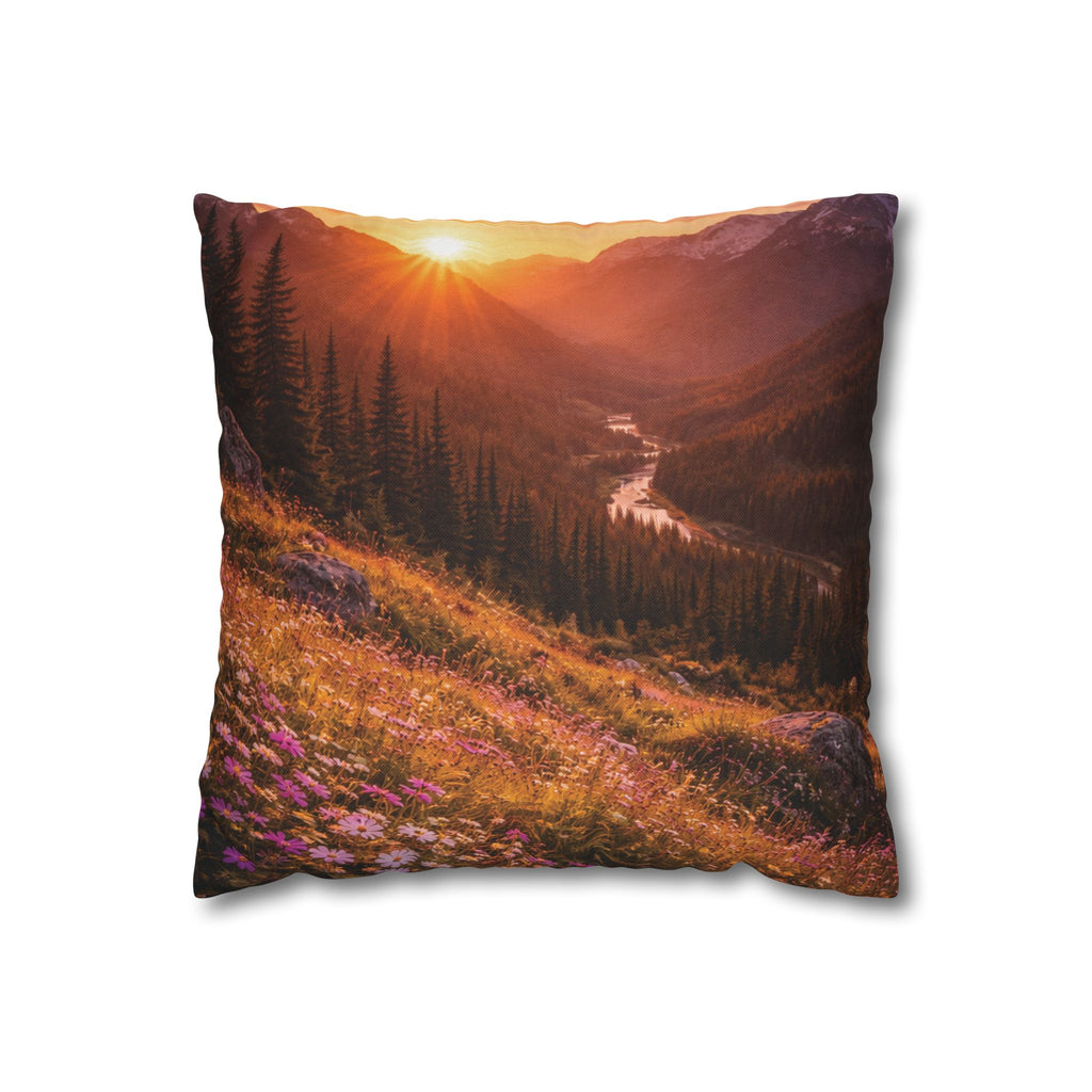Mountain Meadow Stream pillow cover with nature-inspired artwork - product view 2