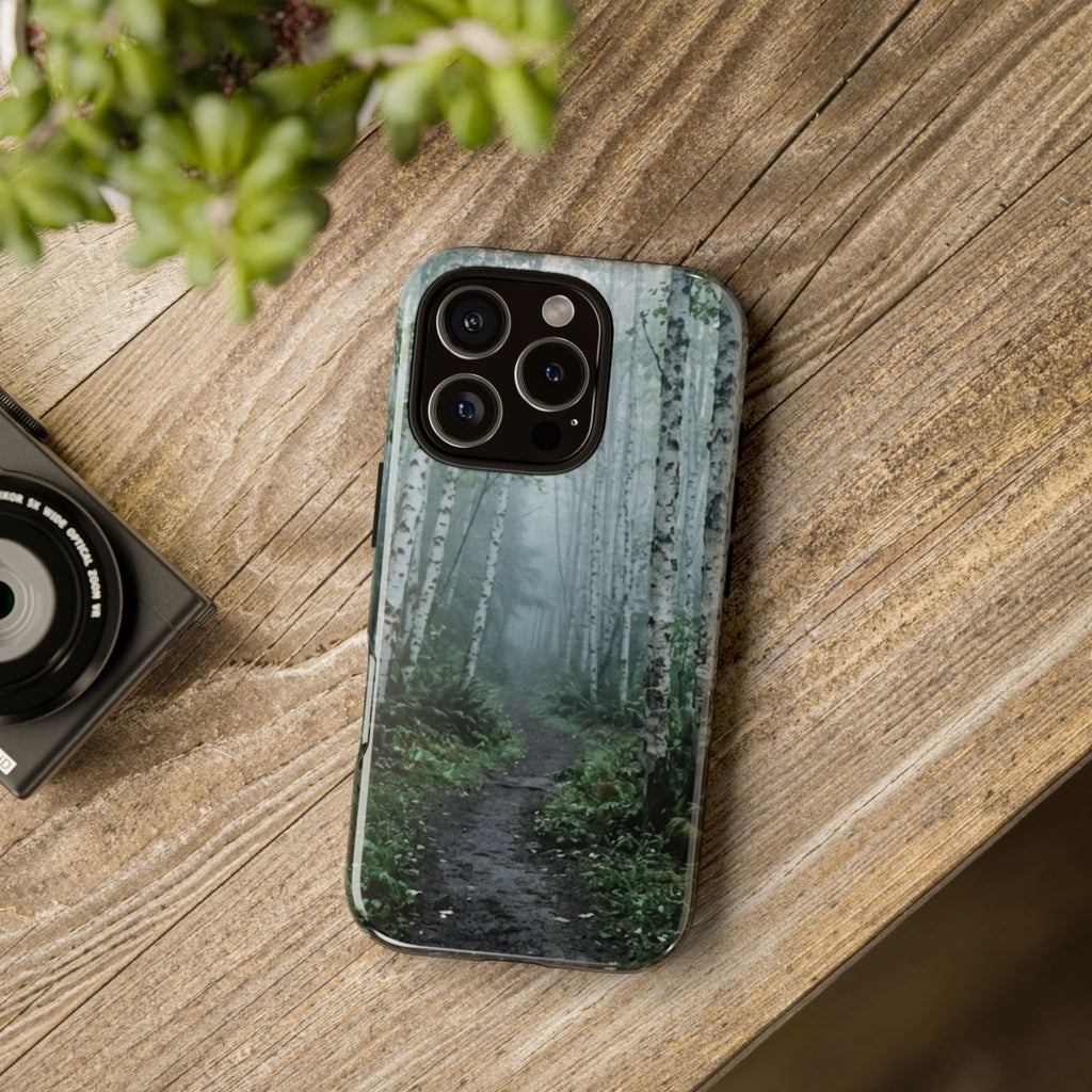 Twilight Birch Tree Path Phone Case