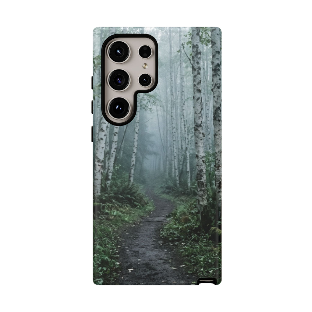 Twilight Birch Tree Path Phone Case