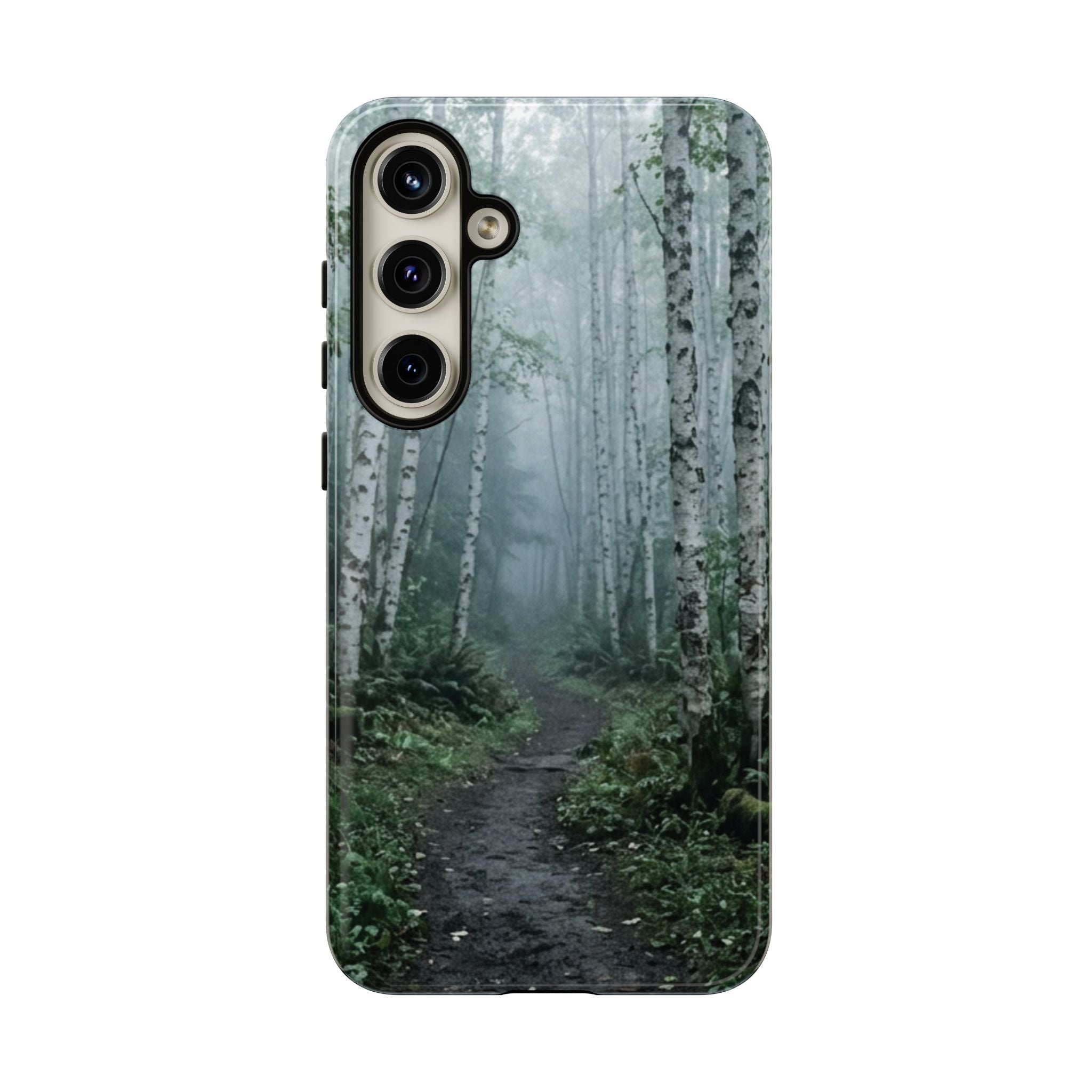 Twilight Birch Tree Path Phone Case