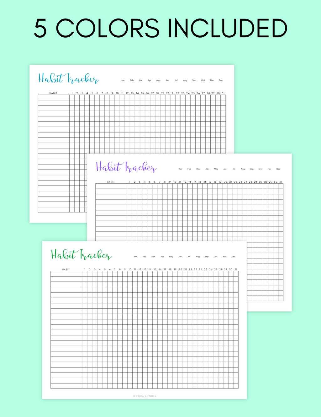 Monthly Habit Tracker uncategorized / needs cleanup with nature-inspired artwork - product view 2