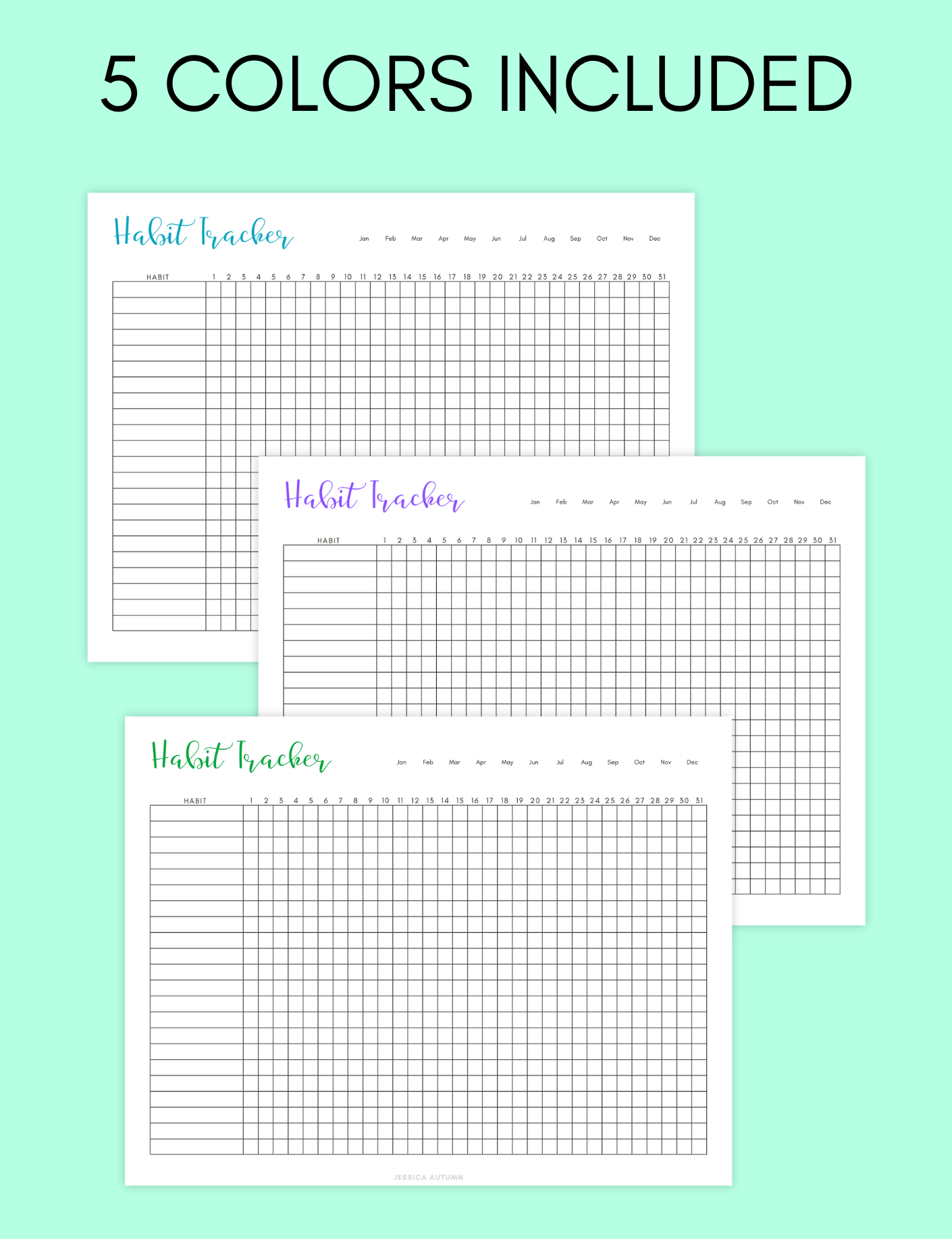 Monthly Habit Tracker uncategorized / needs cleanup with nature-inspired artwork - product view 2